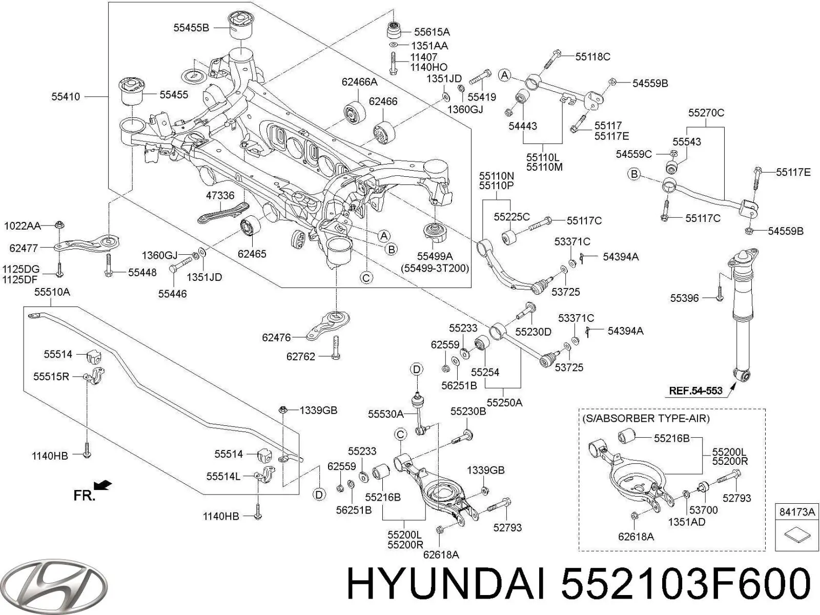 552103F600 Hyundai/Kia brazo suspension trasero inferior izquierdo