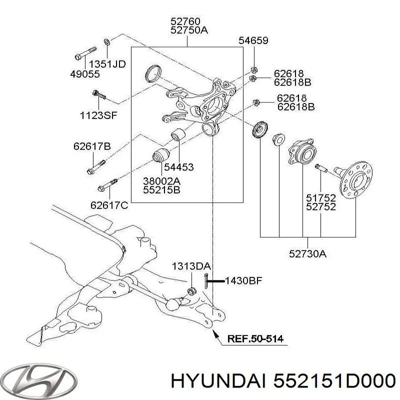 552151D000 Hyundai/Kia silentblock de mangueta trasera