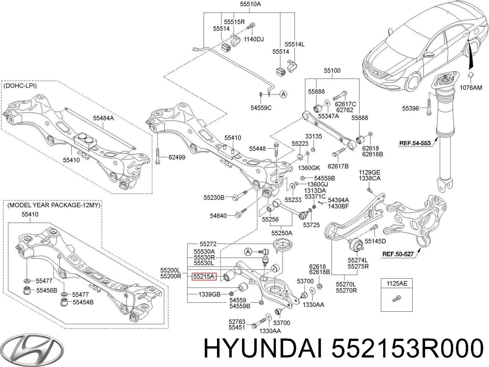 Buje interior del brazo transversal trasero Hyundai/Kia 552153R000
