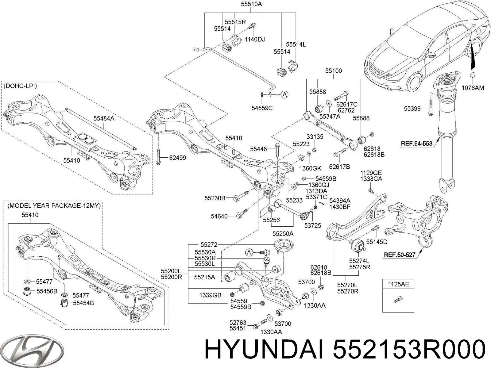 552153R000 Hyundai/Kia Buje interior del brazo transversal trasero