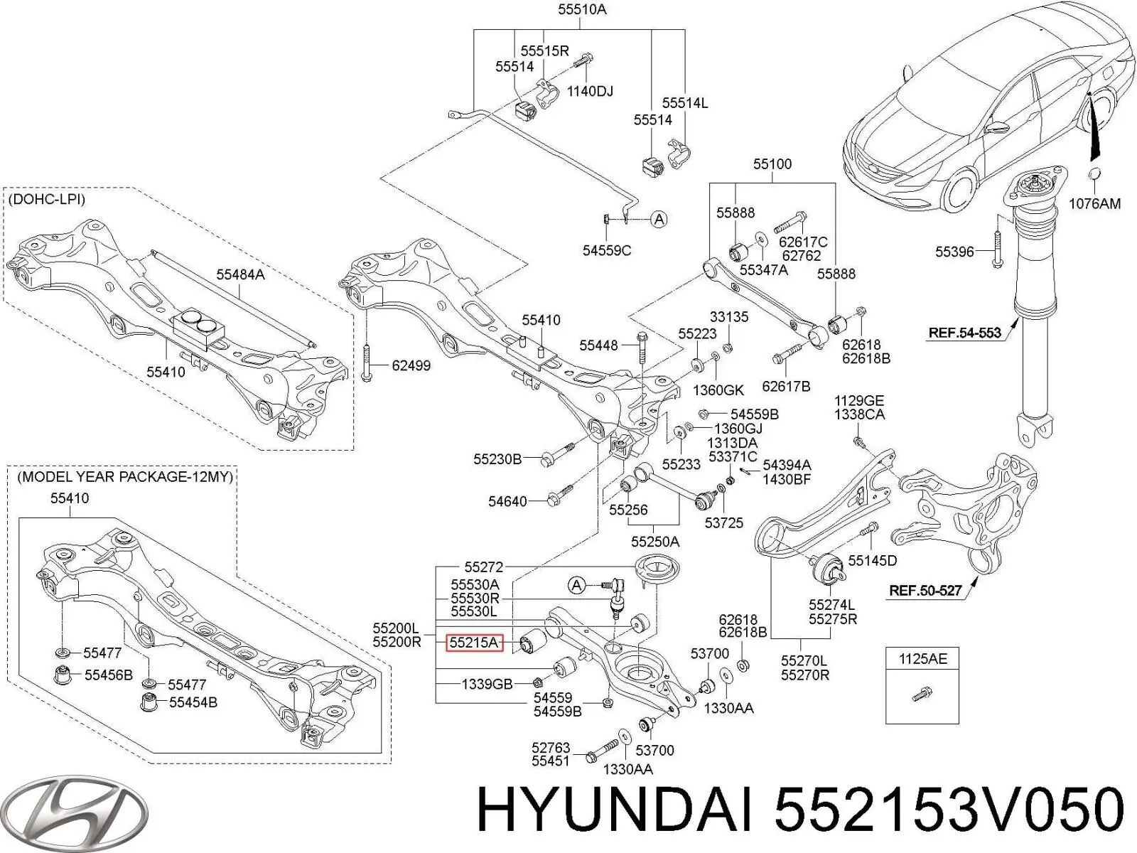 552153V050 Hyundai/Kia suspensión, brazo oscilante trasero inferior