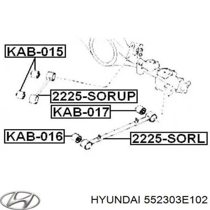 552303E102 Hyundai/Kia palanca de soporte suspension trasera longitudinal inferior izquierda/derecha