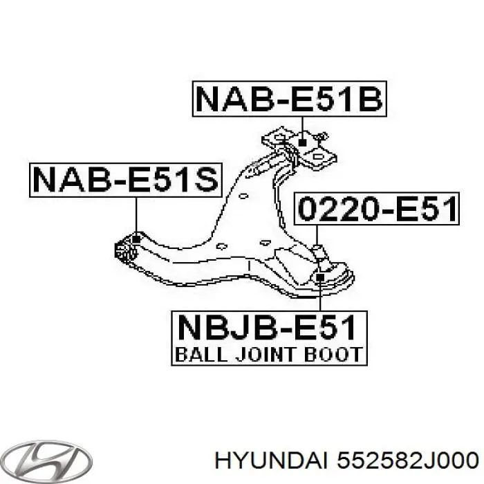 552582J000 Hyundai/Kia suspensión, barra transversal trasera, interior