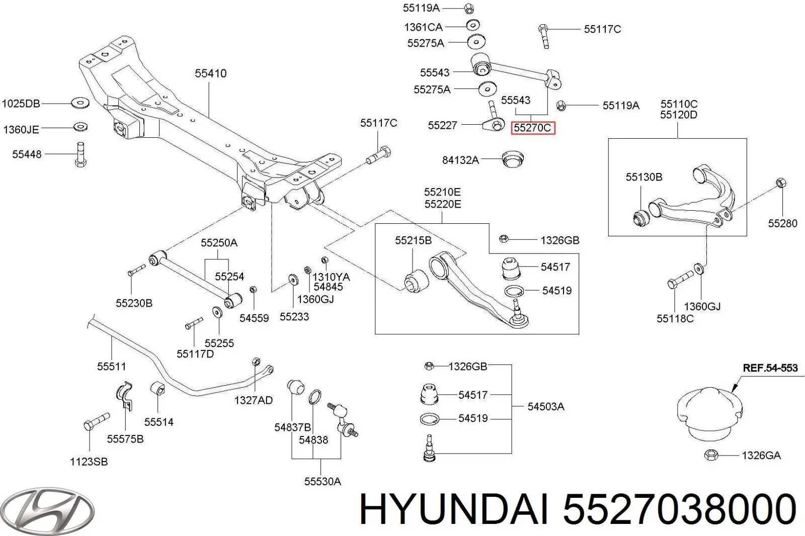 Barra longitudinal de suspensión trasera Hyundai/Kia 5527038000 precio, desde 28,72 EUR