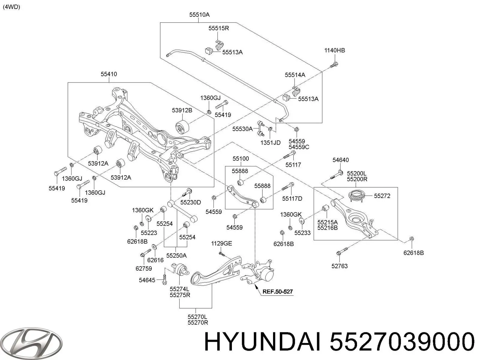 Barra de dirección, eje trasero para Hyundai Sonata (EF)