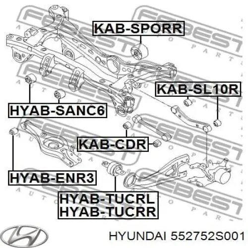 552752S001 Hyundai/Kia suspensión, brazo oscilante, eje trasero