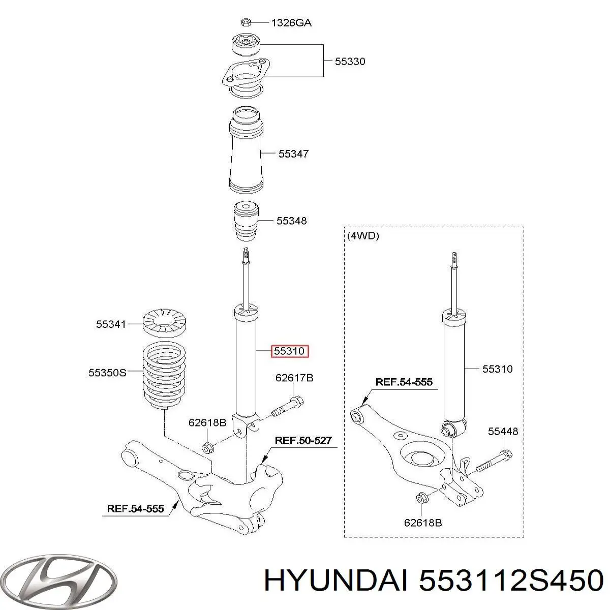 553112S450 Hyundai/Kia amortiguador trasero