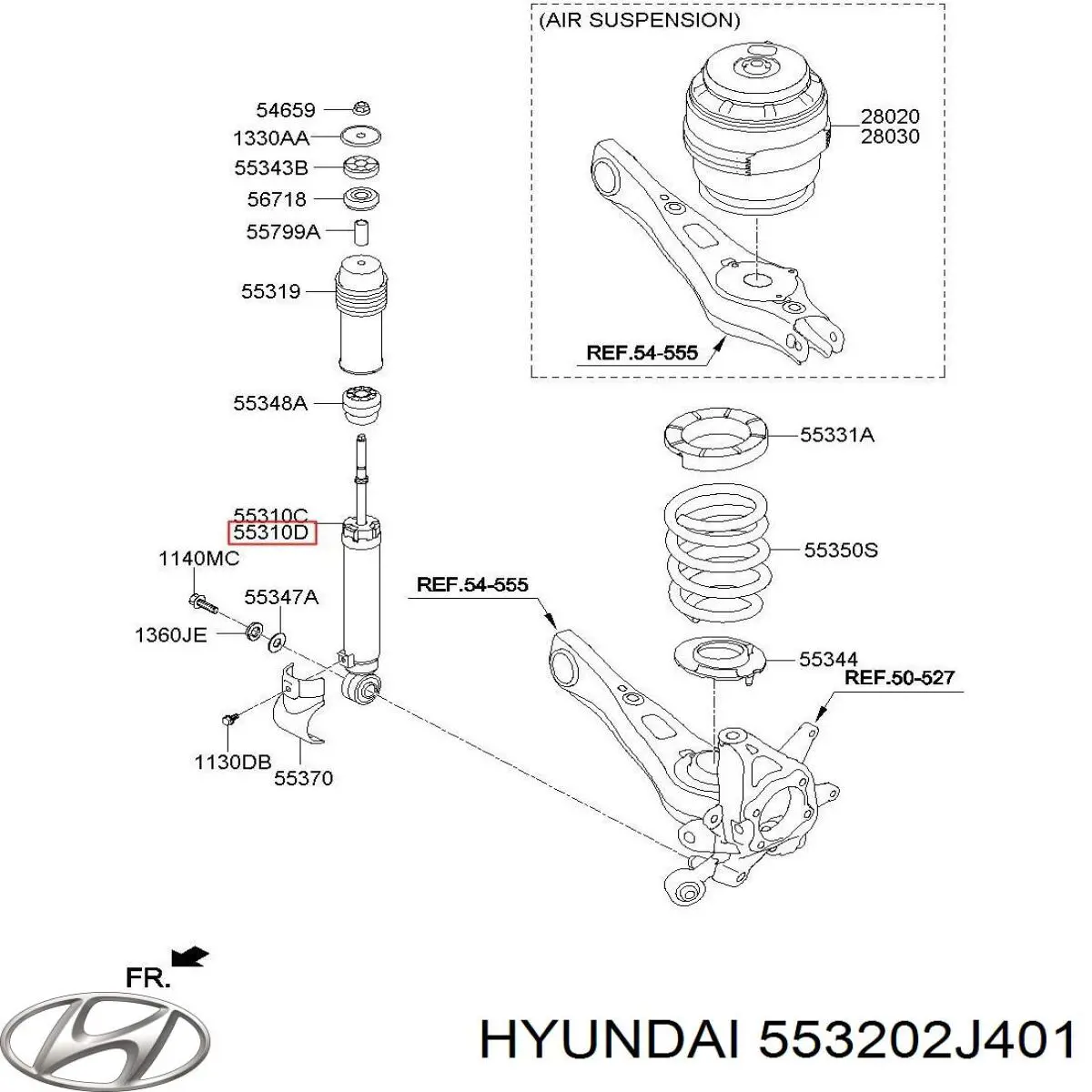 553202J401 Hyundai/Kia amortiguador trasero derecho