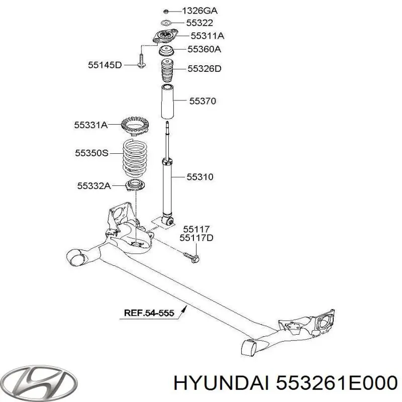 Tope de amortiguador trasero 553261E000 Hyundai/Kia