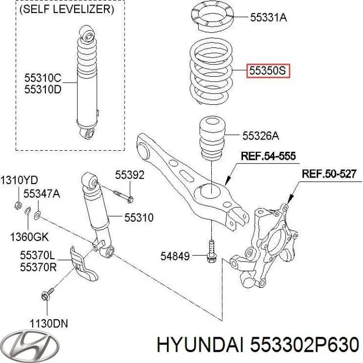 553302P630 Hyundai/Kia muelle de suspensión eje trasero