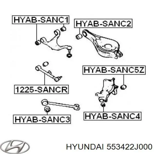553422J000 Hyundai/Kia silentblock de brazo de suspensión trasero superior