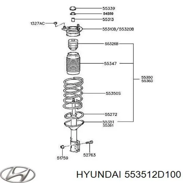 Comprar 553512D100 Hyundai/Kia Amortiguador trasero izquierdo