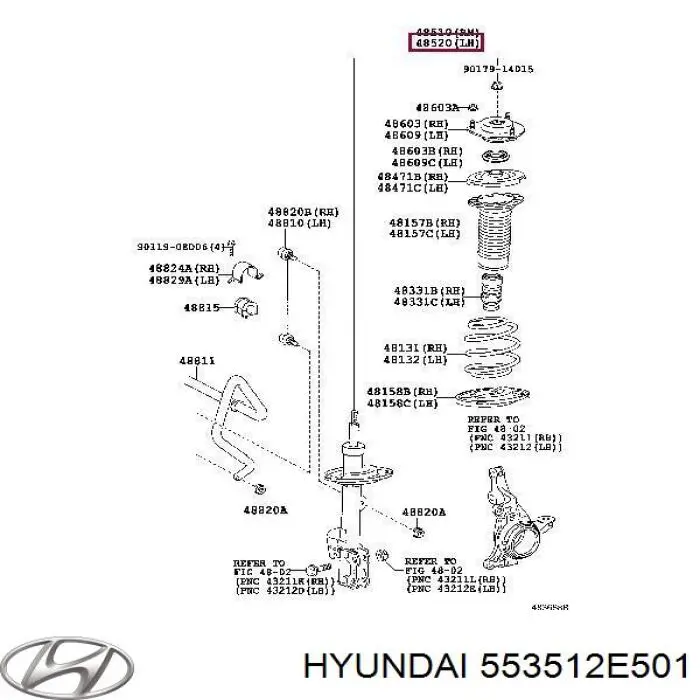 Amortiguador trasero izquierdo Hyundai/Kia 553512E501