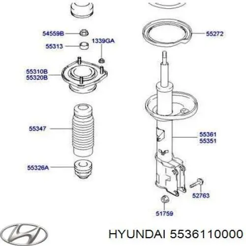 5536110000 Hyundai/Kia amortiguador trasero derecho