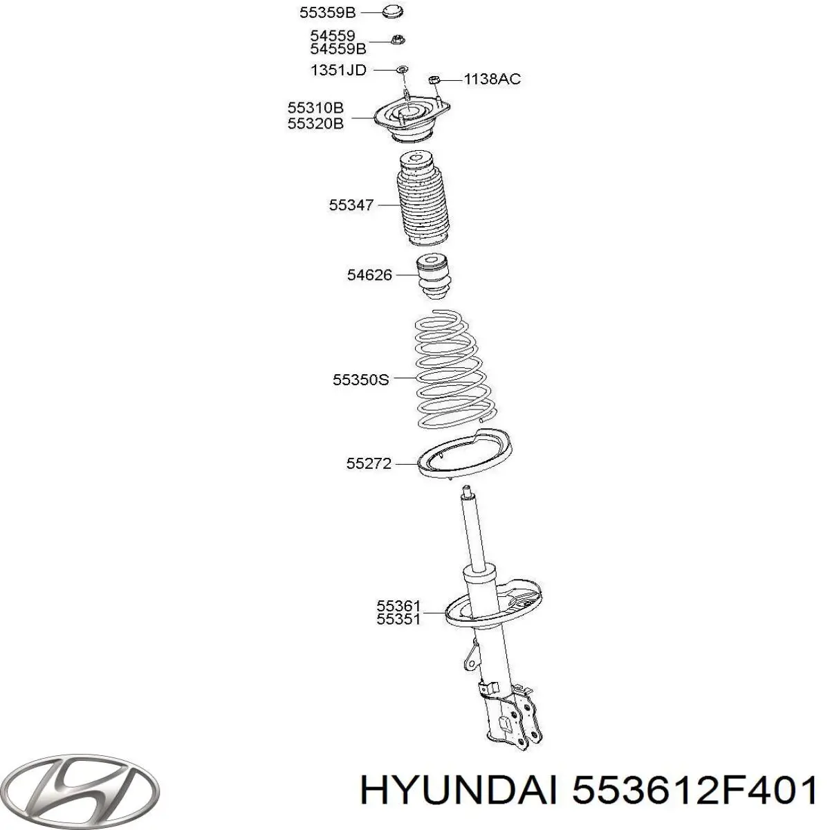 55361-2f500 Hyundai/Kia amortiguador trasero derecho
