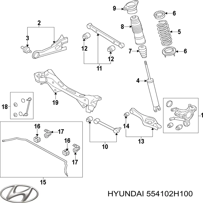 Subchasis trasero soporte motor Hyundai/Kia 554102H100 precio, desde 252,79 EUR