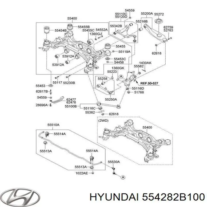 554282B100 Hyundai/Kia suspensión, cuerpo del eje trasero