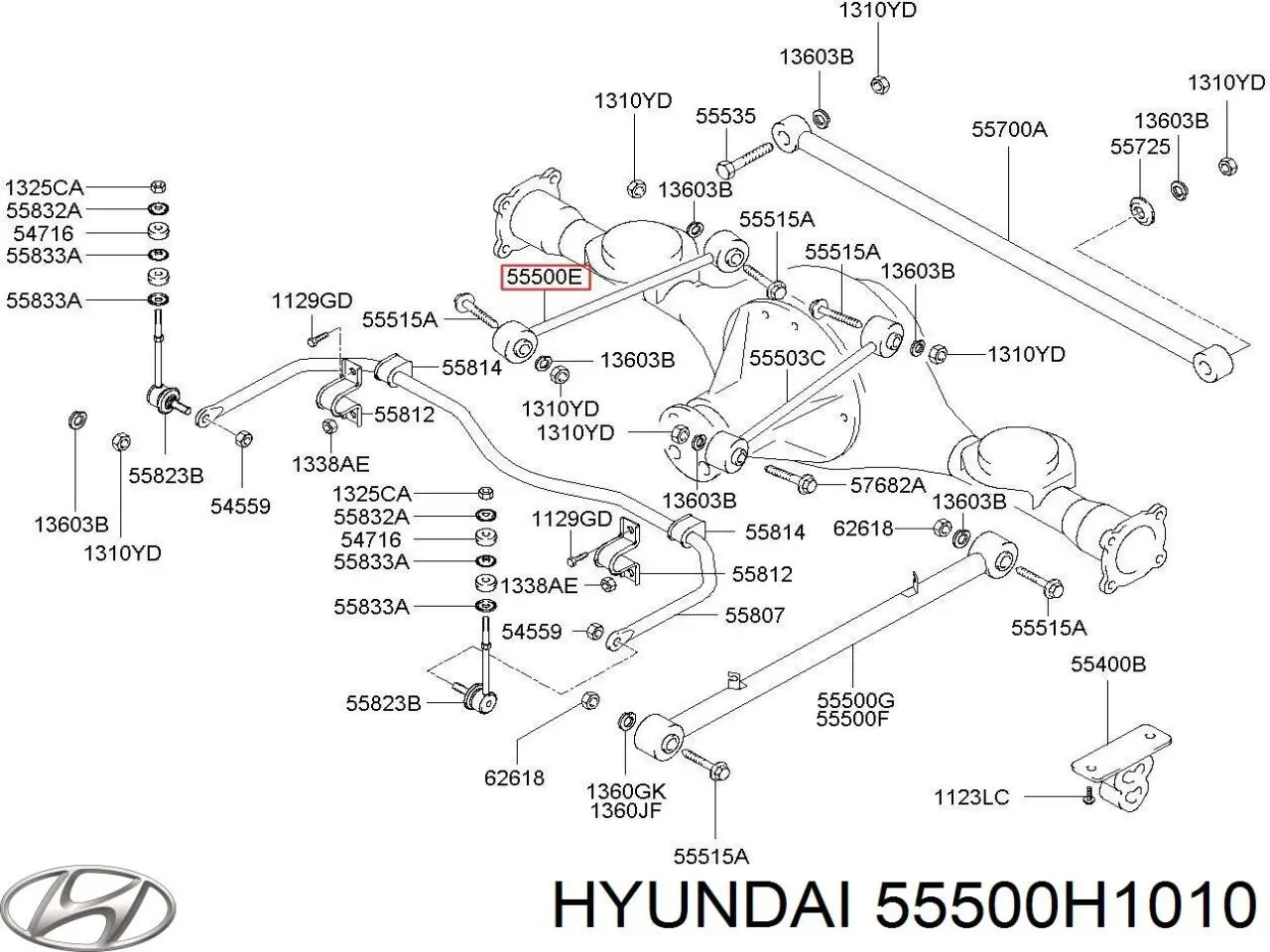 55500H1010 Hyundai/Kia Brazo longitudinal inferior trasero izquierdo/derecho