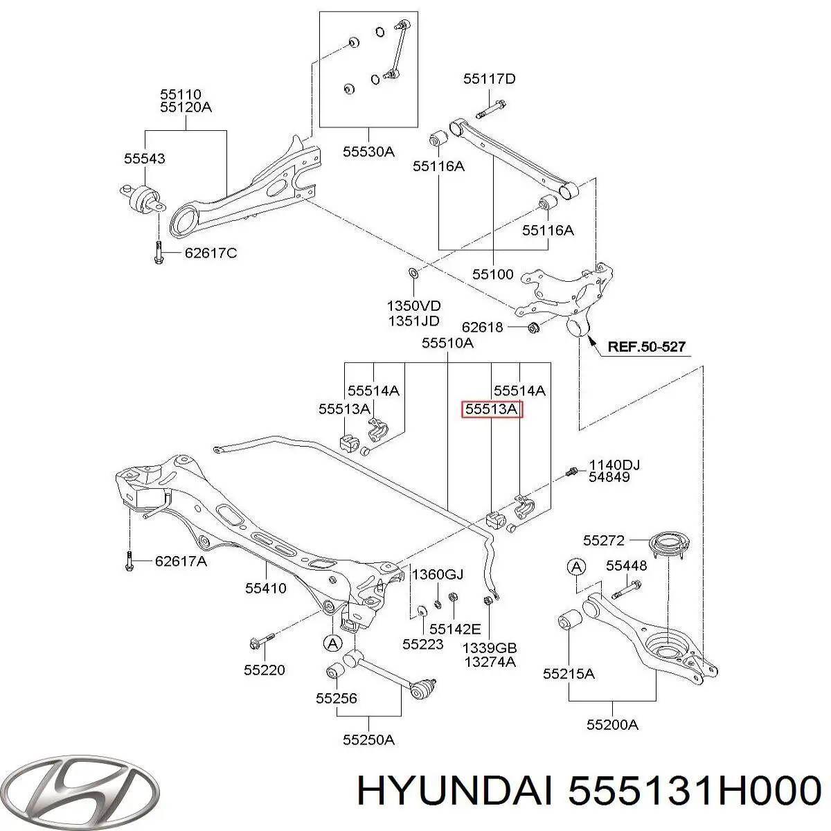 Comprar 555131H000 Hyundai/Kia Buje de barra estabilizadora trasera