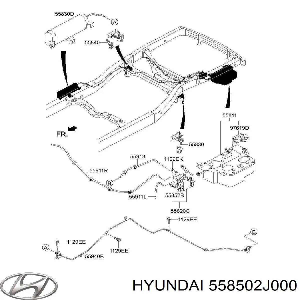 558502J001 Hyundai/Kia sensor, nivel de suspensión neumática, delantero derecho