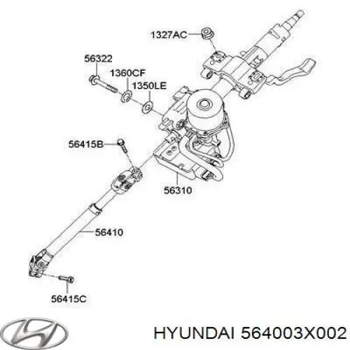 564003X002 Hyundai/Kia columna de dirección inferior