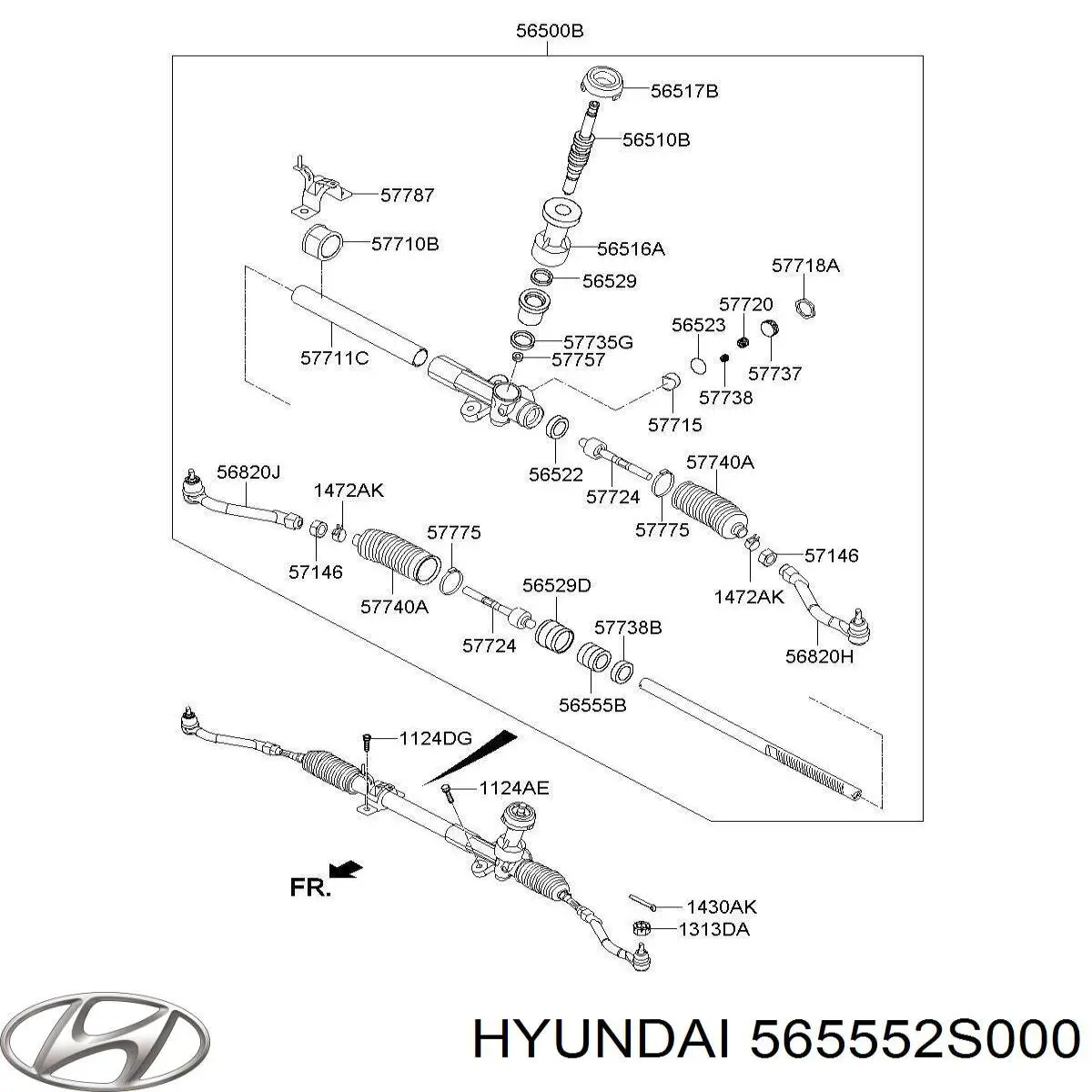 565552S000 Hyundai/Kia casquillo del eje de cremallera de direccion