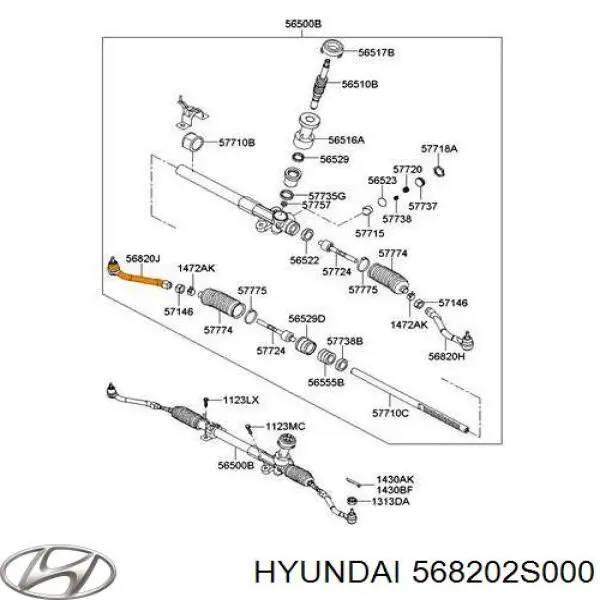 568202S000 Hyundai/Kia rótula barra de acoplamiento exterior