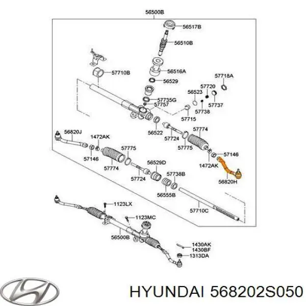 568202S050 Hyundai/Kia rótula barra de acoplamiento exterior