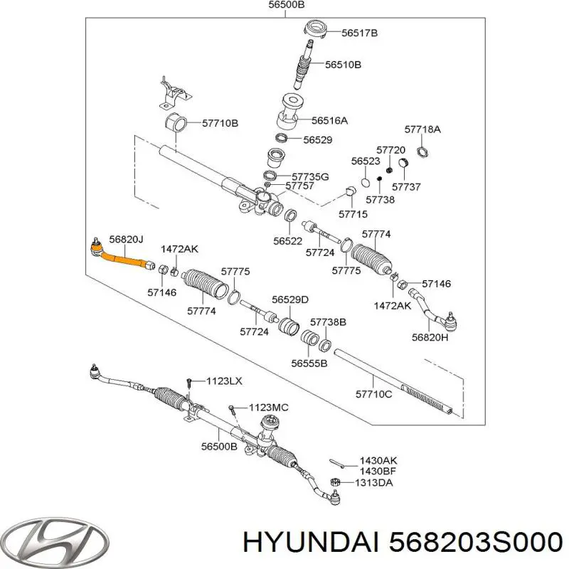 Comprar 568203S000 Hyundai/Kia Rótula barra de acoplamiento exterior