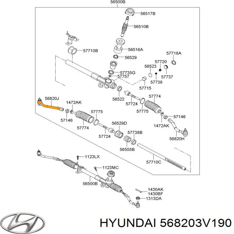 Rótula barra de dirección 568203V190 Hyundai/Kia