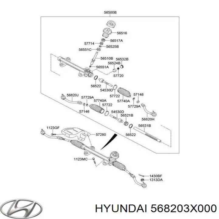 568203X000 Hyundai/Kia rótula barra de acoplamiento exterior
