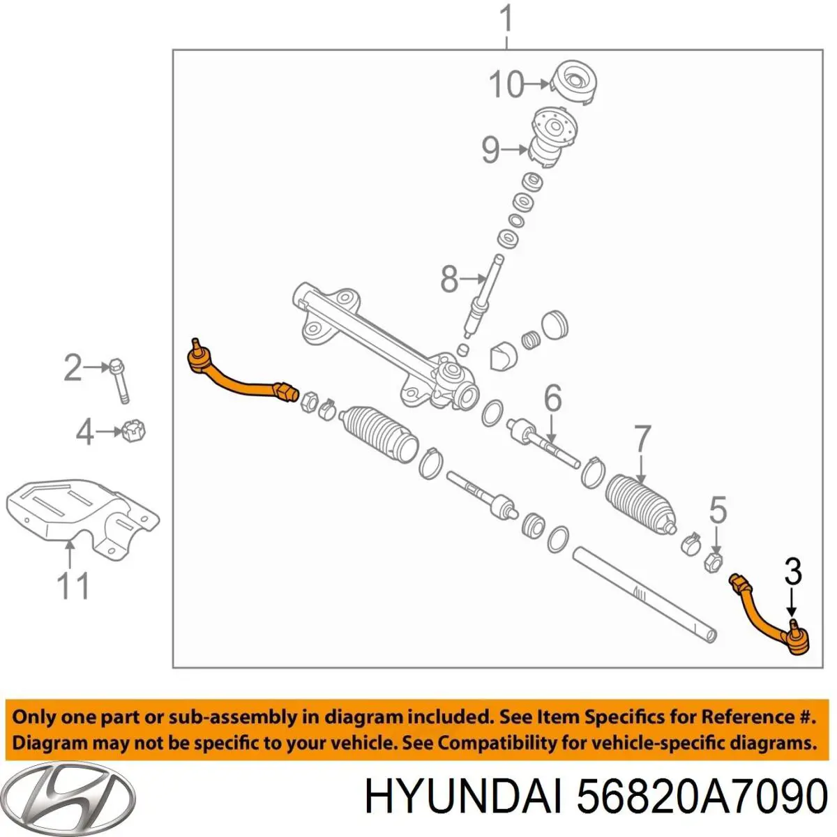 56820A7090 Hyundai/Kia rótula barra de acoplamiento exterior