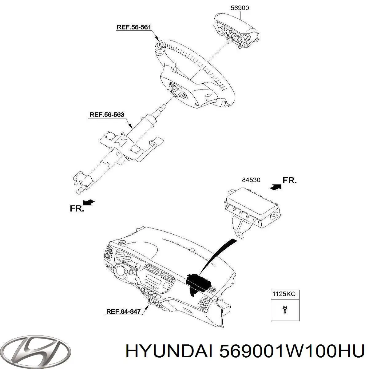 569001W100HU Hyundai/Kia Airbag de volante