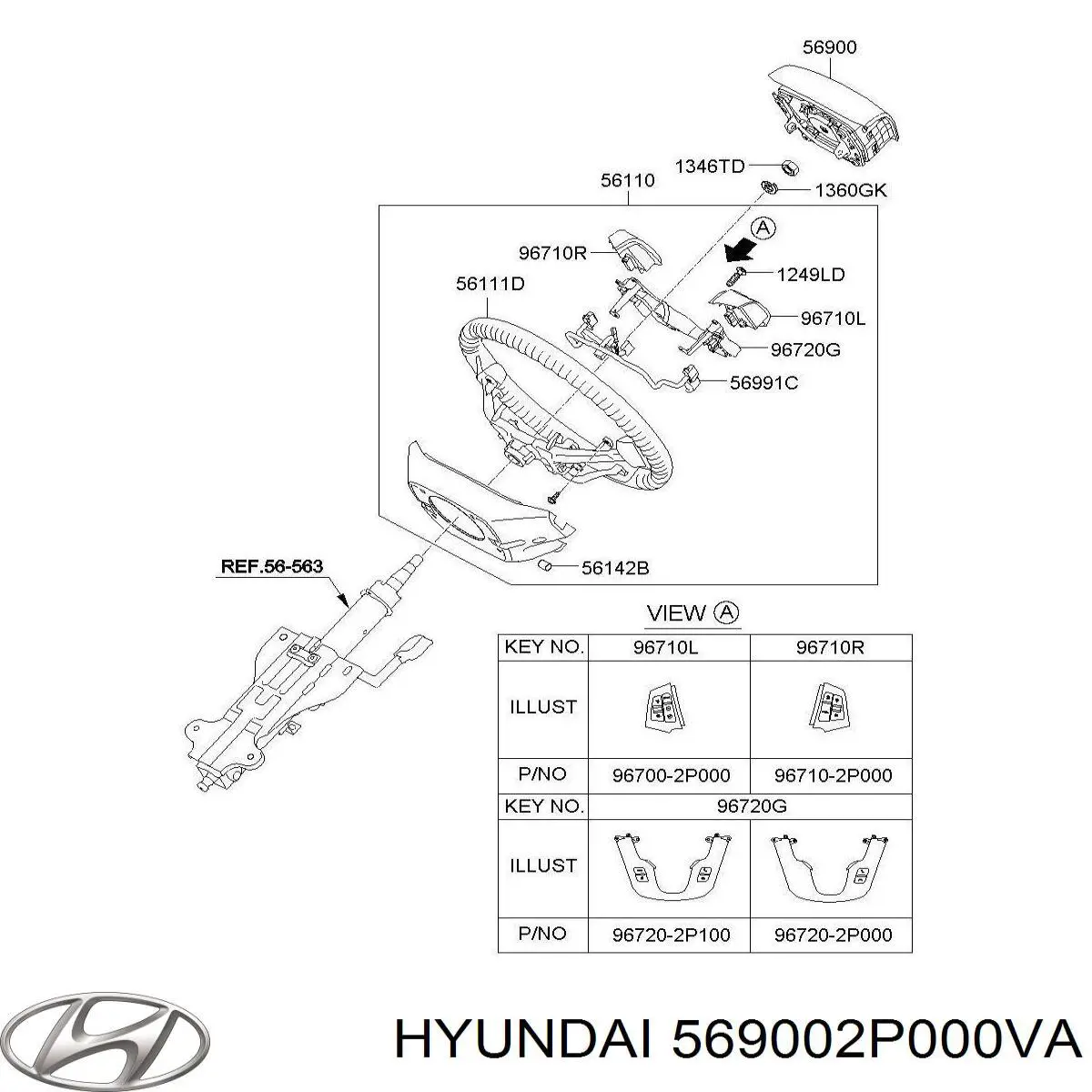 569002P000VA Hyundai/Kia airbag en el lado del conductor