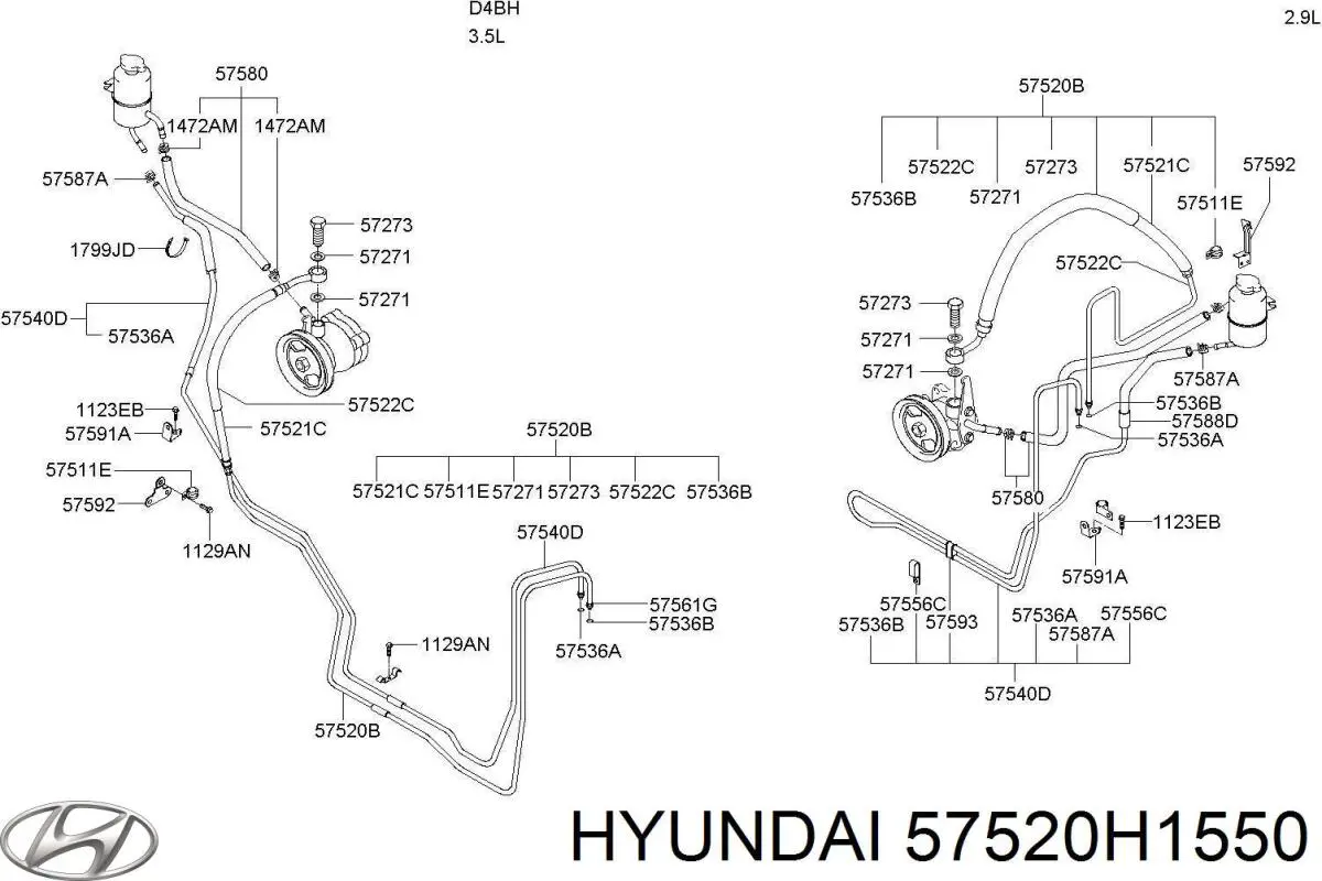 57520H1551 Market (OEM) manguera hidráulica de alta presión, desde la bomba al mecanismo dirección