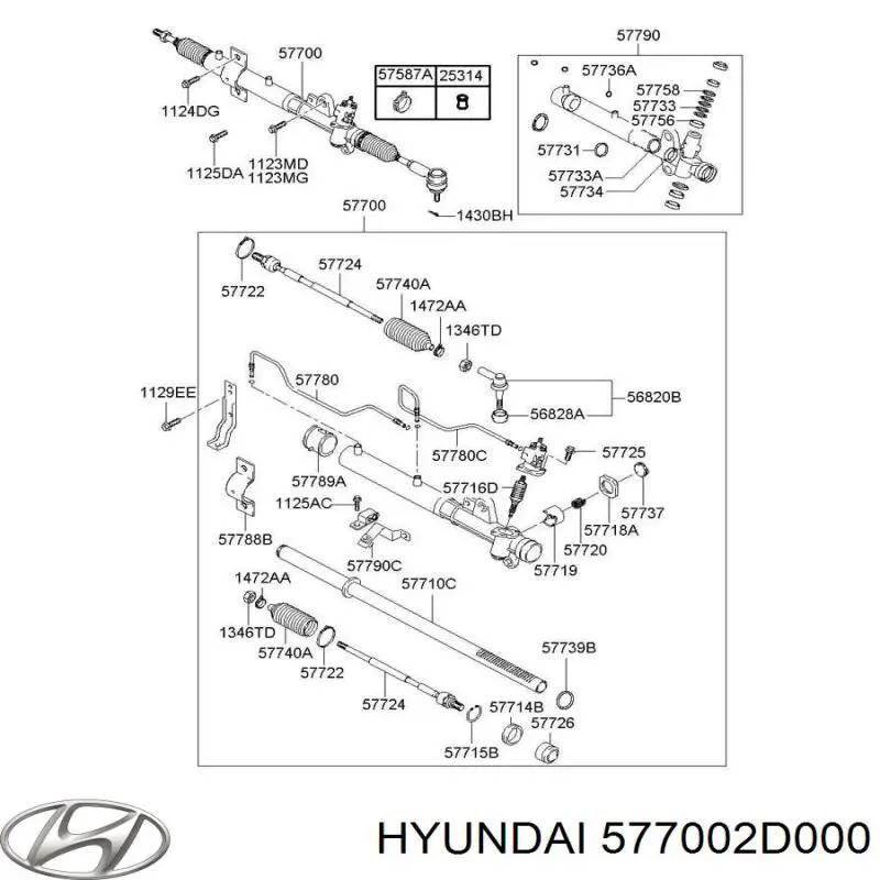 577002D000 Hyundai/Kia cremallera de dirección