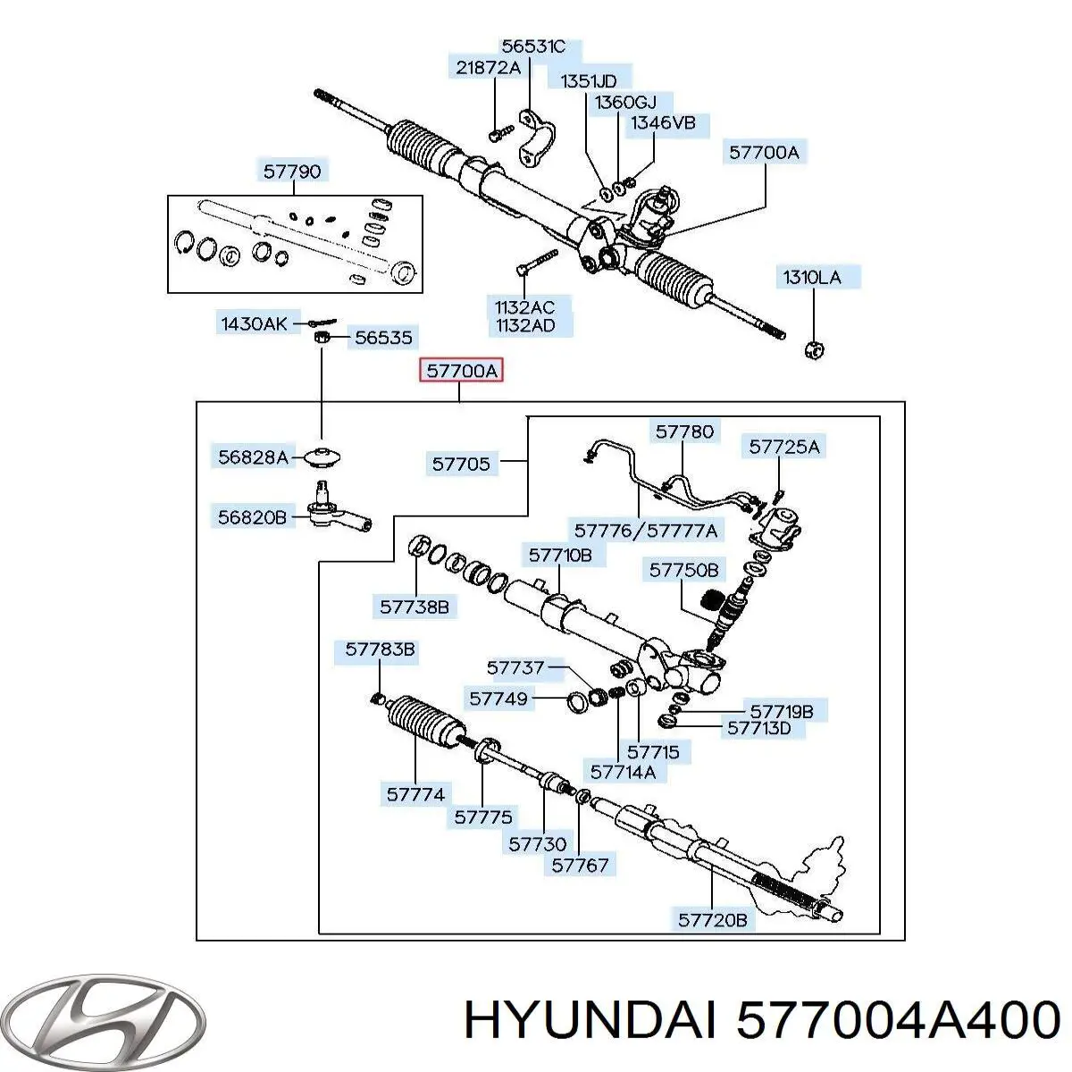 Engranaje de dirección Hyundai/Kia 577004A850 precio, desde 292,56 EUR
