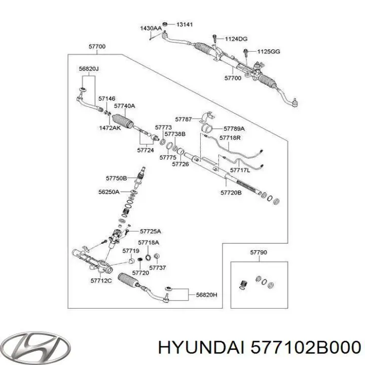 577102B000 Hyundai/Kia Cremallera caja de direccion
