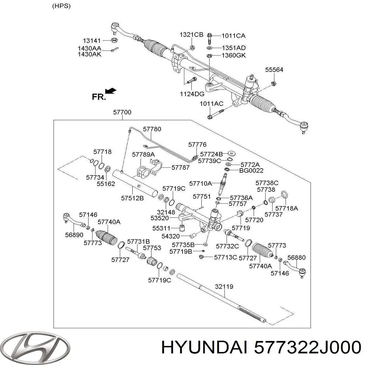 577322J000 Hyundai/Kia Barra de dirección izquierda