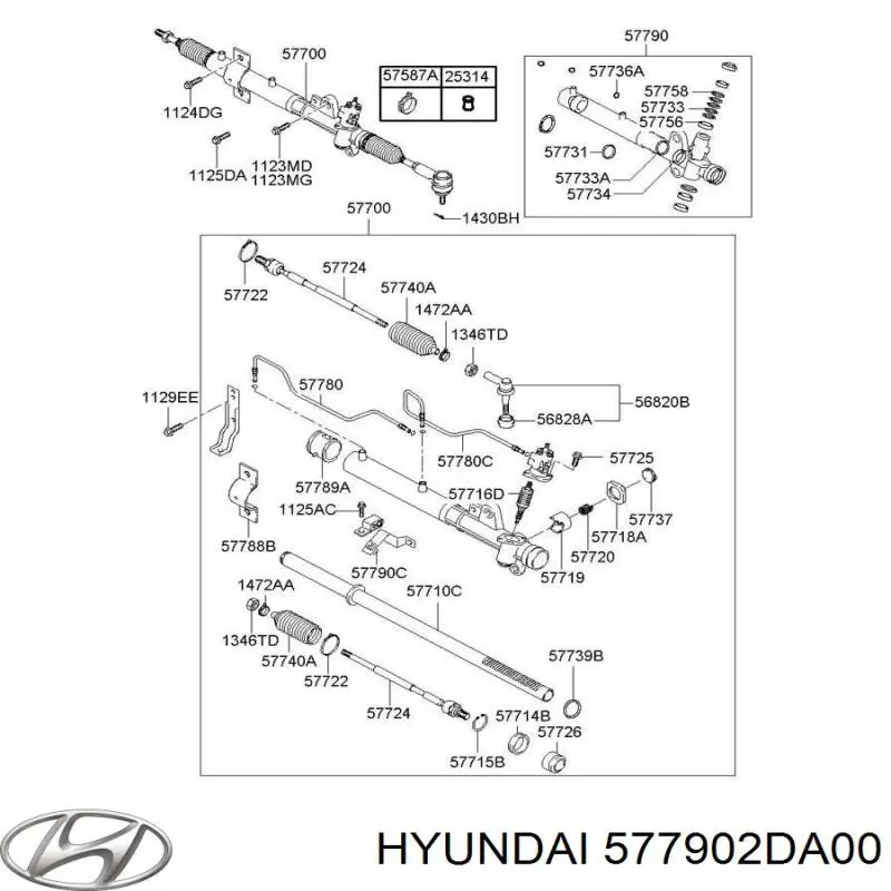 577902DA00 Hyundai/Kia juego de juntas, mecanismo de dirección