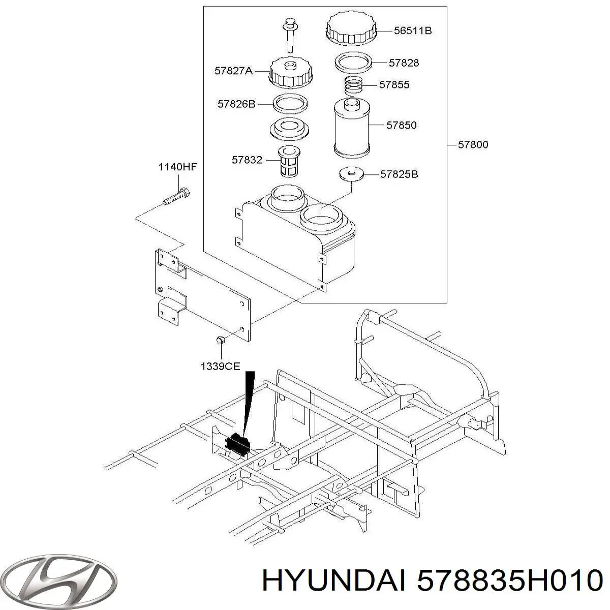 Tapa del depósito de la bomba de dirección asistida 578835H010 Hyundai/Kia