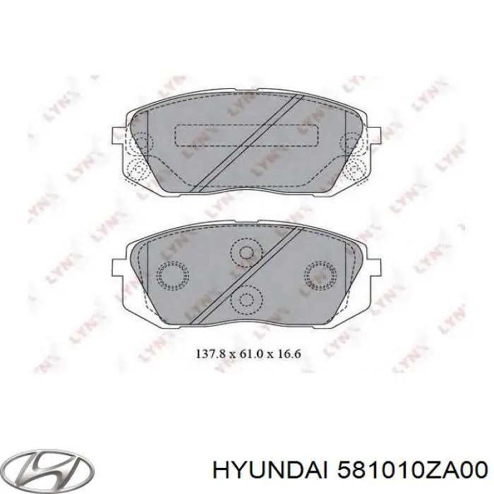 Pastillas de freno 581010ZA00 Hyundai/Kia