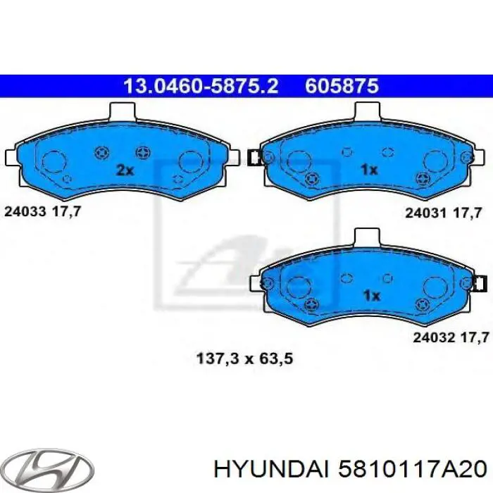 Pastillas de freno delanteras Hyundai/Kia 5810117A20