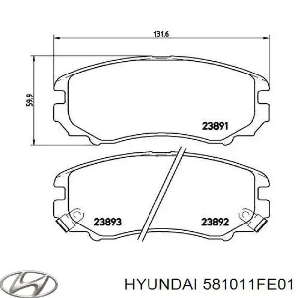 Pastillas de freno 581011FE01 Hyundai/Kia