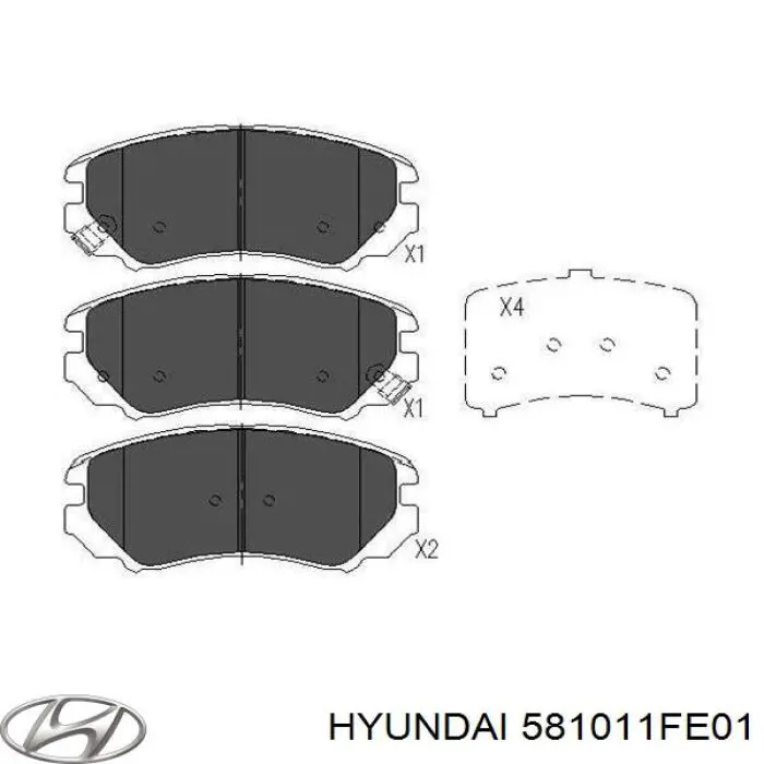 Pastillas de freno delanteras Hyundai/Kia 581011FE01