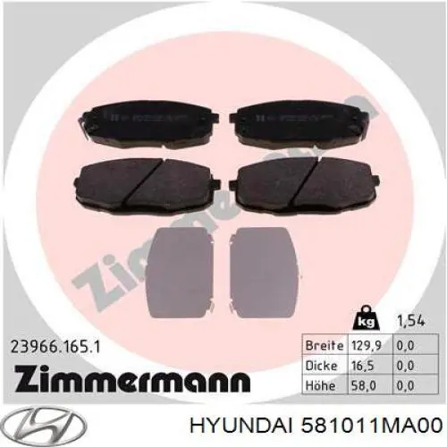 581011MA00 Hyundai/Kia Pastillas delanteras