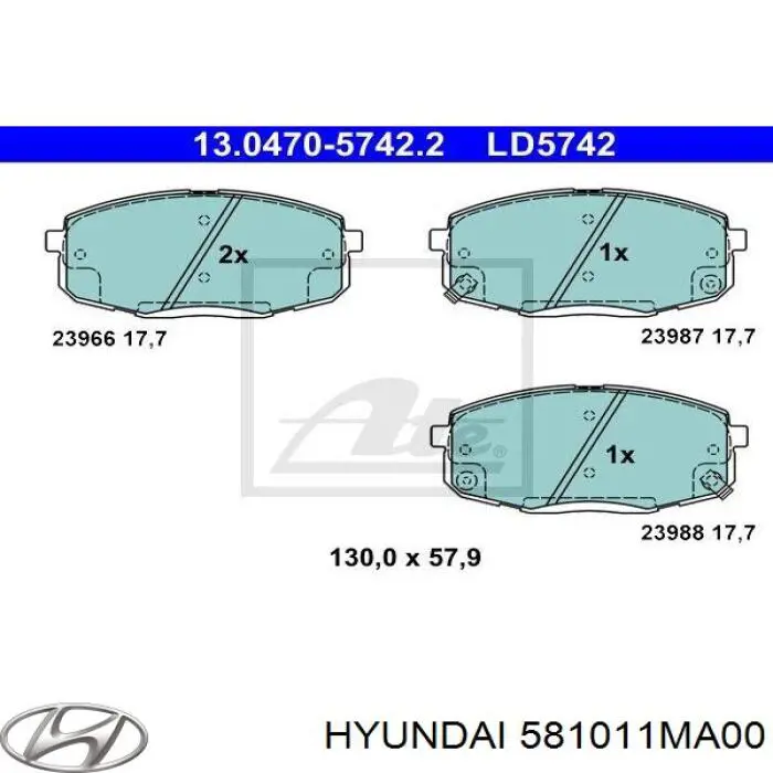 581011MA00 Hyundai/Kia pastillas de freno delanteras