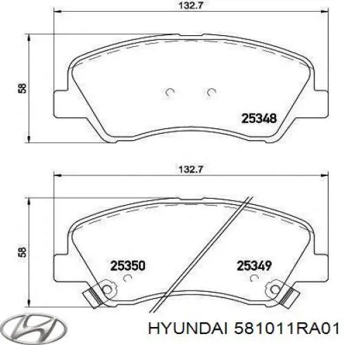 Comprar 581011RA01 Hyundai/Kia Pastillas delanteras de freno