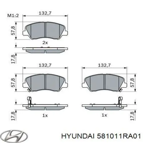 581011RA01 Hyundai/Kia pastillas de freno delanteras