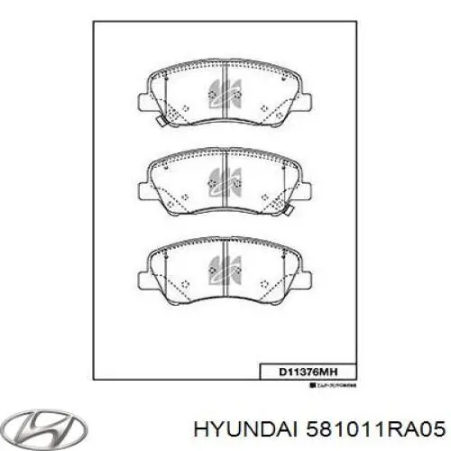 Pastillas de freno delanteras Hyundai/Kia 581011RA05